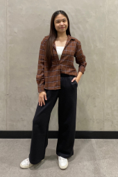Женская фланелевая рубашка Uniqlo в клетку 1159833069 (Коричневый XXL)