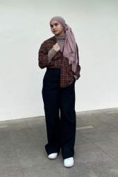 Женская фланелевая рубашка Uniqlo в клетку 1159833069 (Коричневый XXL)