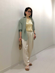 Легкая женская рубашка Uniqlo из льняной смеси 1159836994 (Зеленый S)
