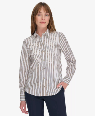 Жіноча сорочка Tommy Hilfiger в смужку 1159837242 (Білий XL)