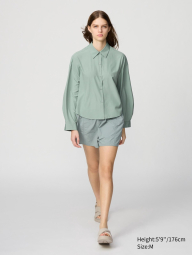 Легкая рубашка UNIQLO на пуговицах 1159837440 (Зеленый S)