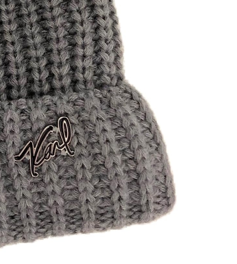 Женская шапка-бини Karl Lagerfeld Paris с помпонами 1159777068 (Серый, One size)