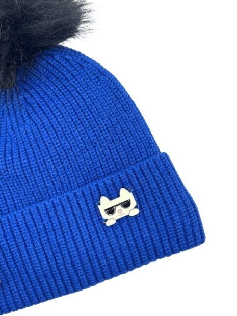 Женская шапка-бини Karl Lagerfeld Paris с помпоном 1159777122 (Синий, One size)