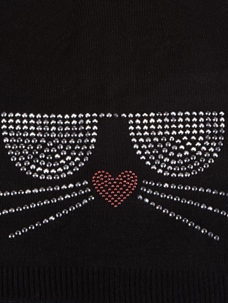 Женская шапка Karl Lagerfeld Paris со стразами 1159795303 (Черный, One size)