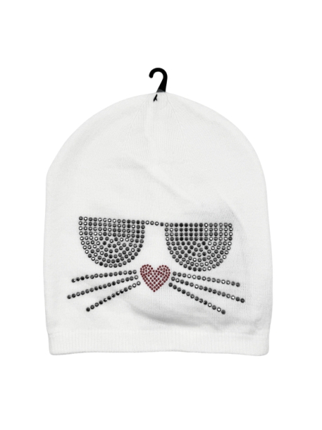 Женская шапка Karl Lagerfeld Paris со стразами 1159795304 (Белый, One size)