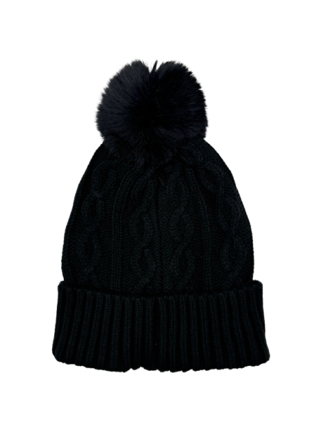 В'язана жіноча шапка Guess з помпоном 1159795372 (Чорний, One size)