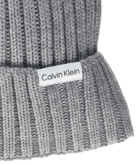 Женская шапка вязаная Calvin Klein с помпоном 1159817592 (Серый One size)