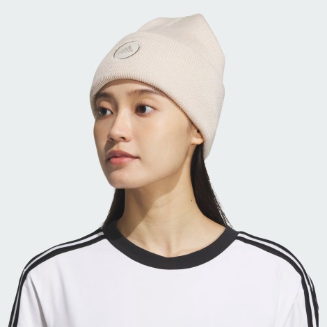 Вязаная шапка-бини Adidas с логотипом 1159822875 (Бежевый One size)