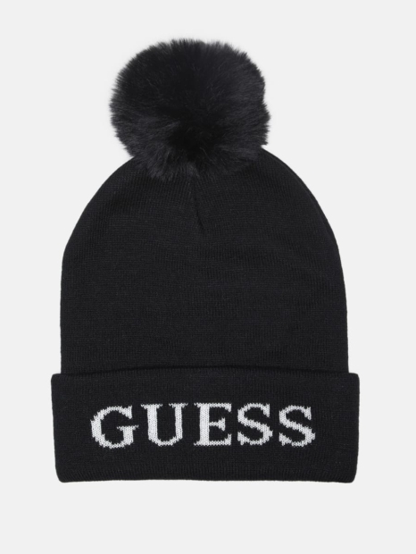 Жіноча шапка Guess з помпоном 1159824281 (Чорний One size)