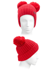 Женская шапка-бини Karl Lagerfeld Paris с помпонами 1159776657 (Красный, One size)