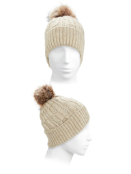 Женская вязаная шапка Calvin Klein с помпоном 1159780171 (Бежевый, One size)