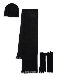 Вязаный комплект Calvin Klein шапка с шарфом и варежками 1159780342 (Черный, One size)