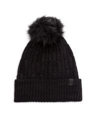 Женская вязаная шапка Calvin Klein с помпоном 1159783567 (Черный, One size)