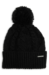 Женская вязаная шапка Michael Kors с помпоном 1159792132 (Черный, One size)