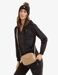 Женская вязаная шапка U.S. Polo Assn с помпоном 1159794601 (Черный, One size)