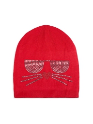 Женская шапка Karl Lagerfeld Paris со стразами 1159795302 (Красный, One size)