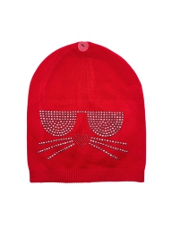 Женская шапка Karl Lagerfeld Paris со стразами 1159795302 (Красный, One size)