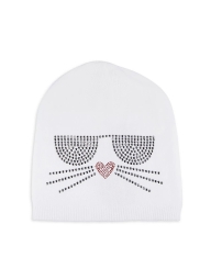 Женская шапка Karl Lagerfeld Paris со стразами 1159795304 (Белый, One size)