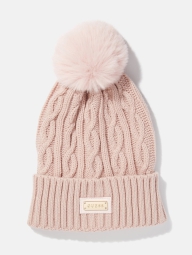 Женская вязаная шапка Guess с помпоном 1159795373 (Розовый, One size)