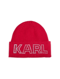 Женская шапка-бини Karl Lagerfeld Paris со стразами 1159795792 (Красный, One size)