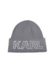 Женская шапка-бини Karl Lagerfeld Paris со стразами 1159795793 (Серый, One size)