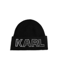 Женская шапка-бини Karl Lagerfeld Paris со стразами 1159795794 (Черный, One size)