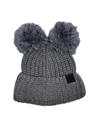 Женская шапка-бини Karl Lagerfeld Paris с помпонами 1159799302 (Серый, One size)
