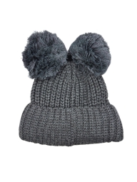 Женская шапка-бини Karl Lagerfeld Paris с помпонами 1159799302 (Серый, One size)