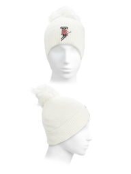 Женская шапка-бини Karl Lagerfeld Paris с помпоном 1159800839 (Белый, One size)