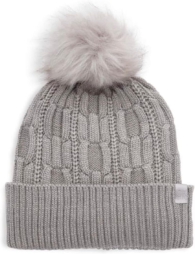 Женская вязаная шапка Calvin Klein с помпоном 1159808505 (Серый, One size)