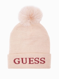 Жіноча шапка Guess з помпоном 1159827156 (Рожевий One size)