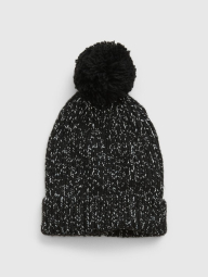 В'язана жіноча шапка GAP з помпоном 1159836303 (Чорний One size)