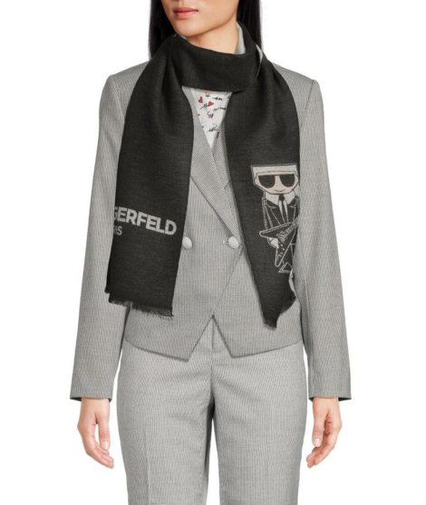 Шарф жіночий Karl Lagerfeld Paris з логотипом 1159826716 (Чорний One size)