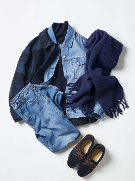 Теплый шарф Uniqlo Soufflé 1159827348 (Синий One size)