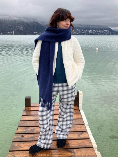 Теплый шарф Uniqlo Soufflé 1159827348 (Синий One size)