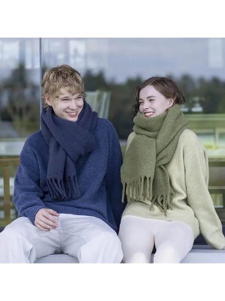 Теплый шарф Uniqlo Soufflé 1159827348 (Синий One size)