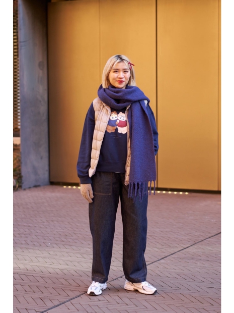 Теплый шарф Uniqlo Soufflé 1159827348 (Синий One size)