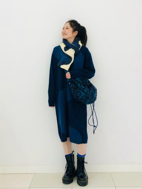 Утеплений шарф Uniqlo, що складається, з підкладкою 1159828097 (Синій One size)