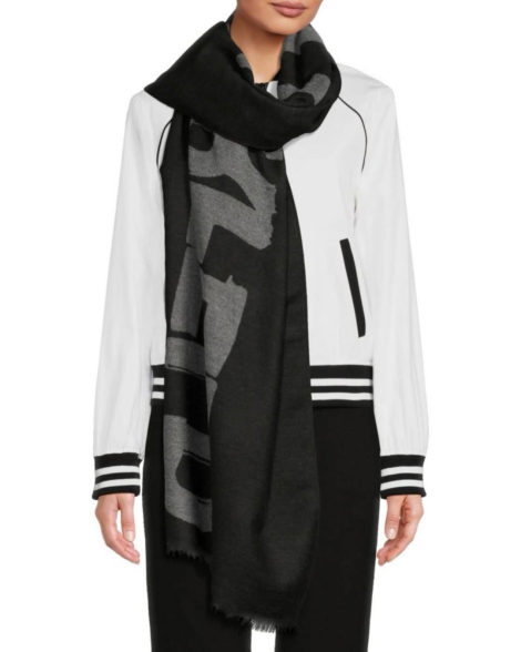 Шарф жіночий Karl Lagerfeld Paris з логотипом 1159829300 (Чорний/Сірий One size)