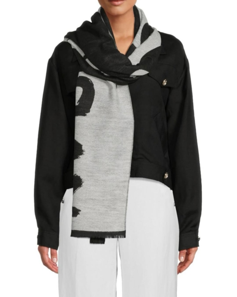 Шарф жіночий Karl Lagerfeld Paris з логотипом 1159829300 (Чорний/Сірий One size)
