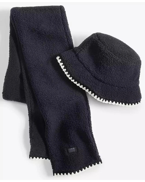 Жіночий плюшевий шарф UGG зі штучного хутра 1159833886 (Чорний One size)