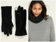 Комплект женский снуд шарф и сенсорные перчатки черные Old Navy art721478