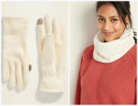 Комплект женский снуд шарф и сенсорные перчатки Old Navy белый art204493