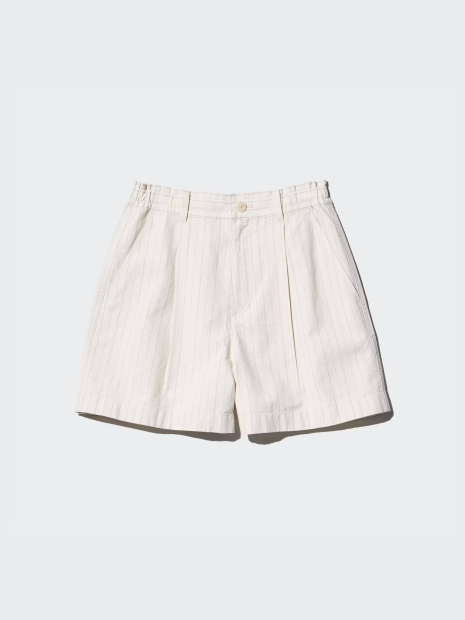 Женские шорты UNIQLO из льняной и хлопковой смеси 1159835157 (Молочный XXL)