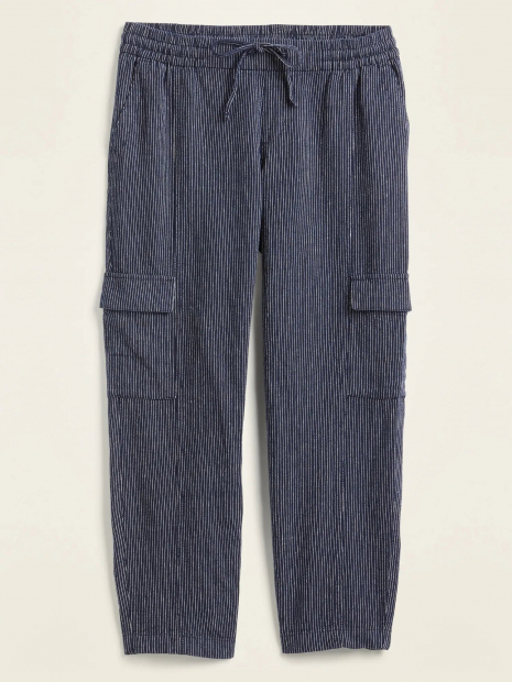 Лляні штани карго Old Navy штани з кишенями art733813 (Синій/Білий, розмір XS)