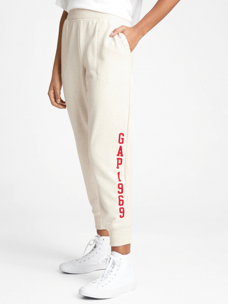 Женские джоггеры GAP спортивные штаны art105133 (Молочный/Серый, размер XL)