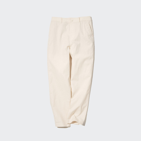 Стильные льняные штаны UNIQLO 1159785431 (Белый, XXL)