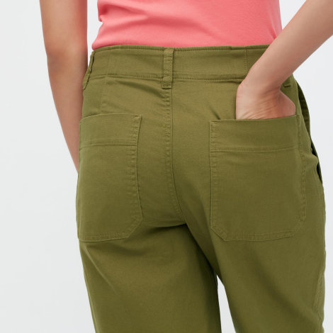 Женские широкие штаны UNIQLO с накладными карманами 1159787367 (Зеленый, 28)