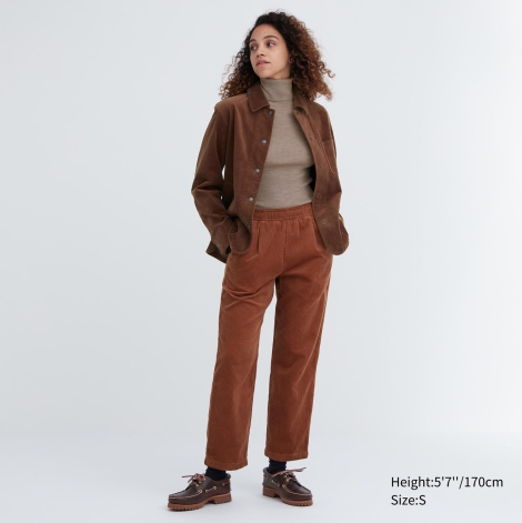 Вельветовые брюки свободного кроя UNIQLO штаны 1159802859 (Коричневый, XS)