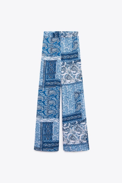 Жіночі штани ZARA 1159803423 (Білий/синій, L)